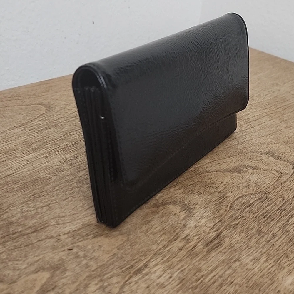 Franklin Covey Black Patent Leather Wallet with Tabs